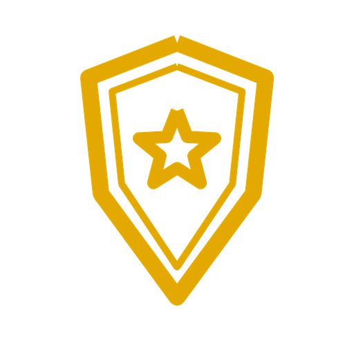 Gelbes Schild-Icon mit Stern fuer Scouts