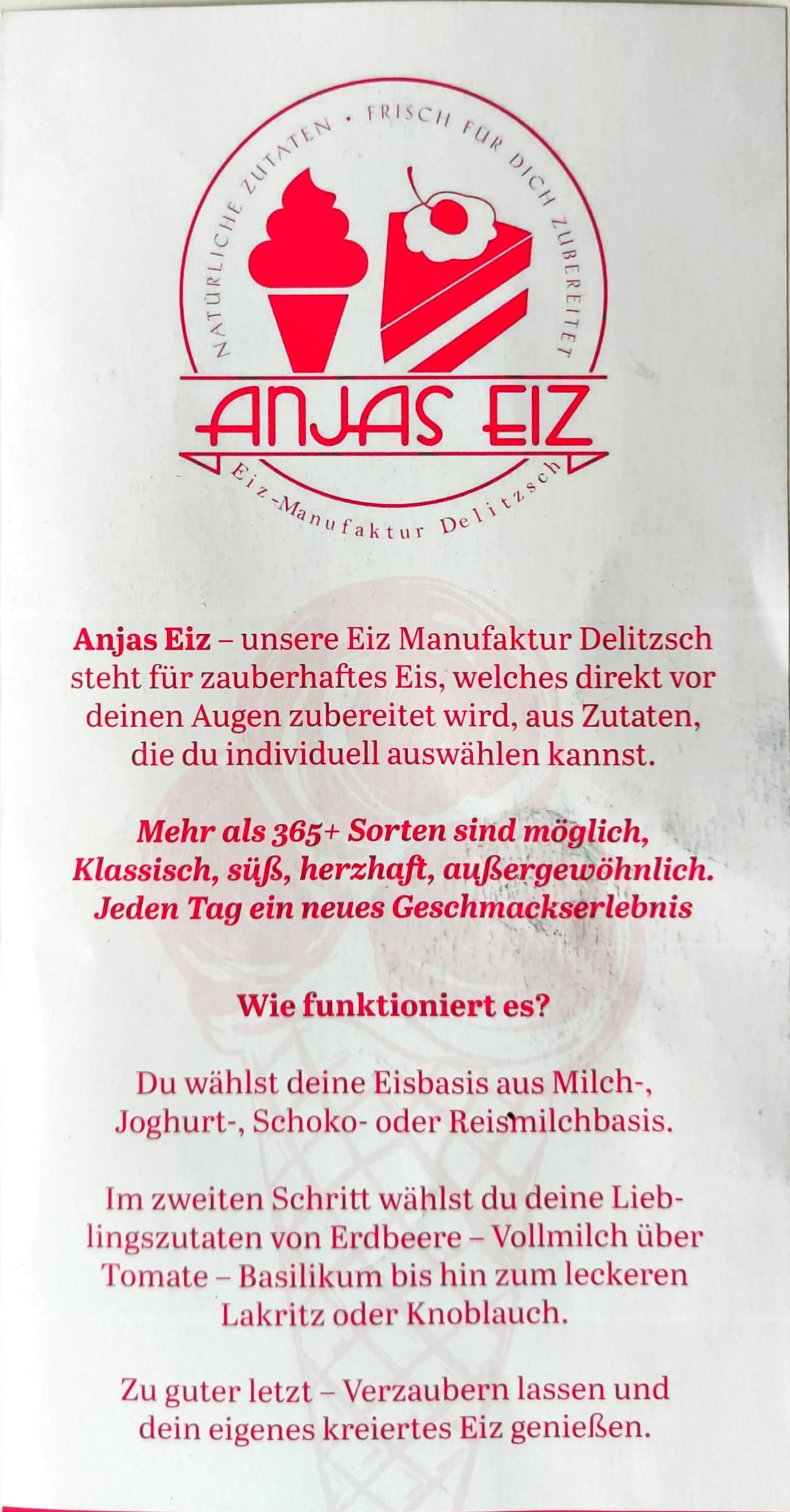 Werbung für eine Eismanufaktur