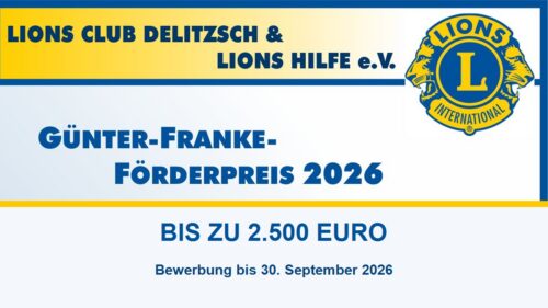 Günter-Franke-Förderpreis 2026 des Lions Club Delitzsch und des Lions Hilfe e.V.