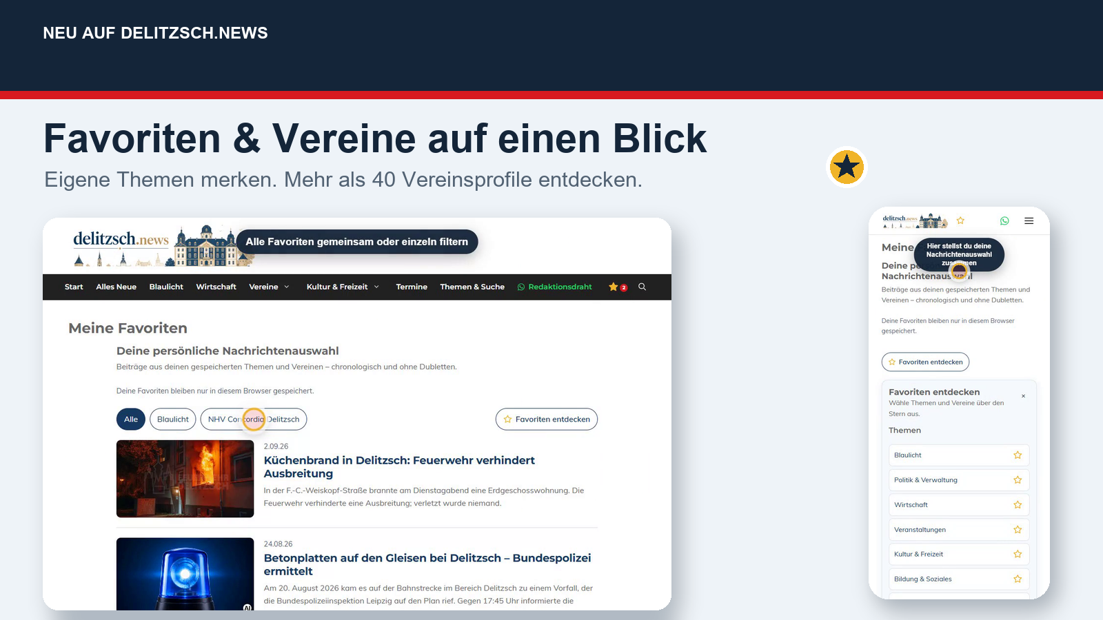 Delitzsch.News wird persönlicher: Favoriten und mehr als 40 Vereine auf einen Blick
