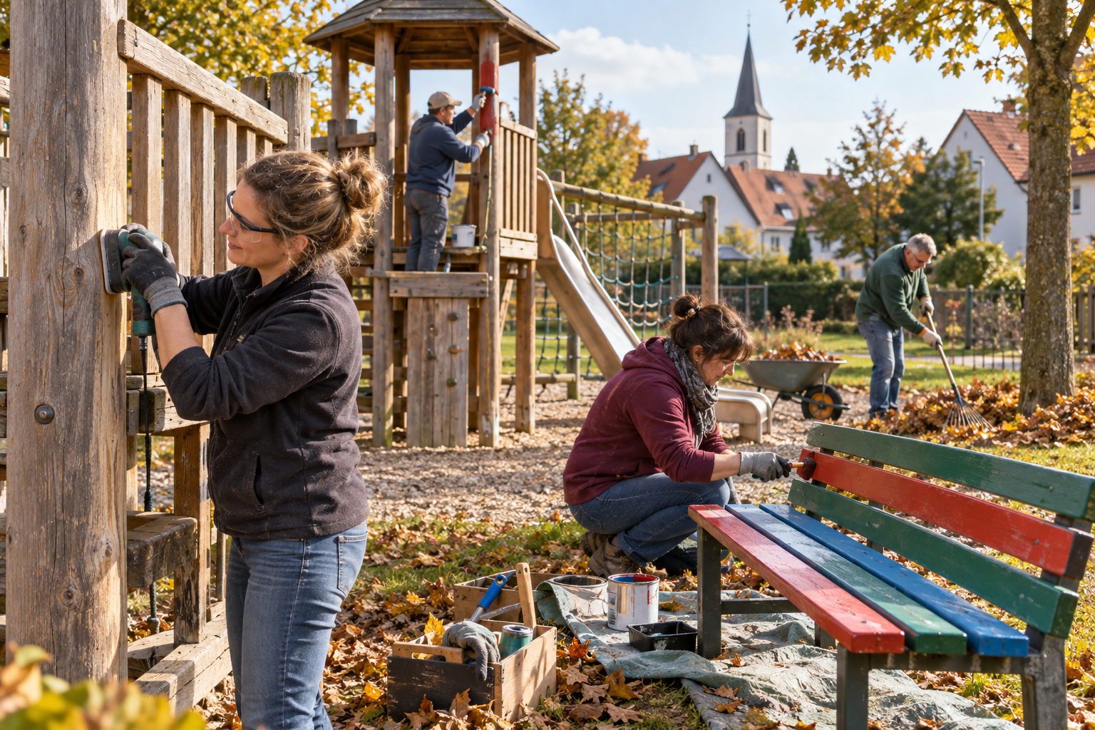 KI-generiertes Symbolbild zur Veranstaltung Spielplatz-Pflegetag.