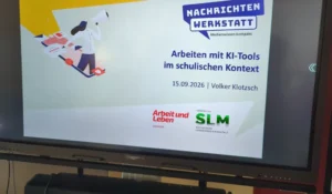 Präsentationsfolie zu einem Medienkompetenz-Seminar von Arbeit und Leben Sachsen